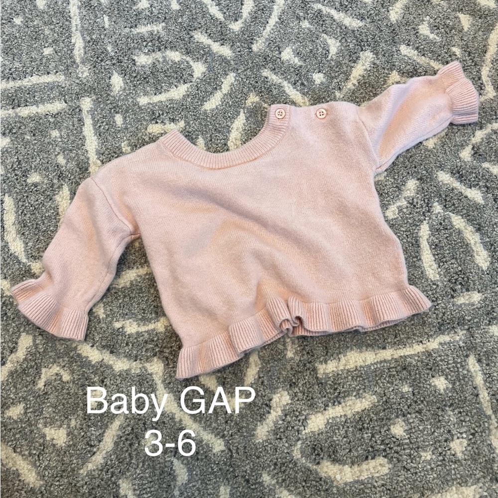 GAP Light Pink Baby Sweater with Ruffle Edges